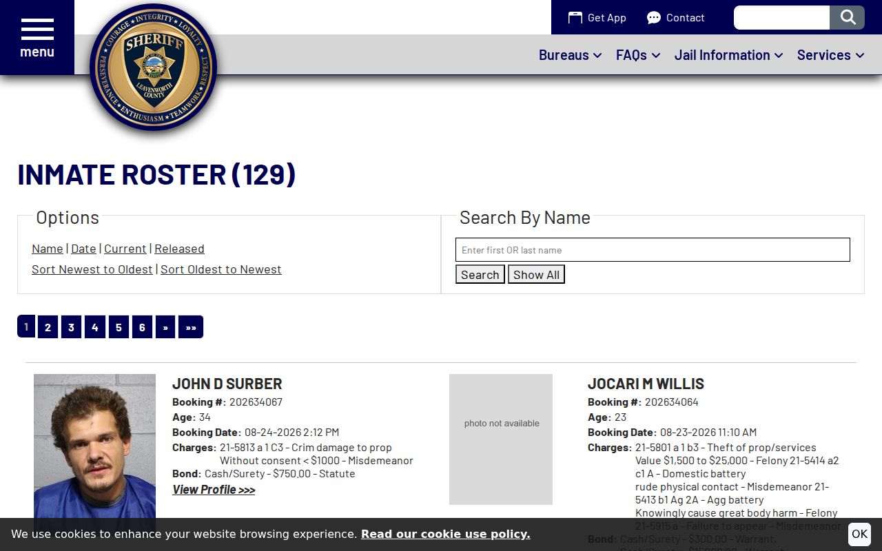 Leavenworth residents directory sheriff inmate roster