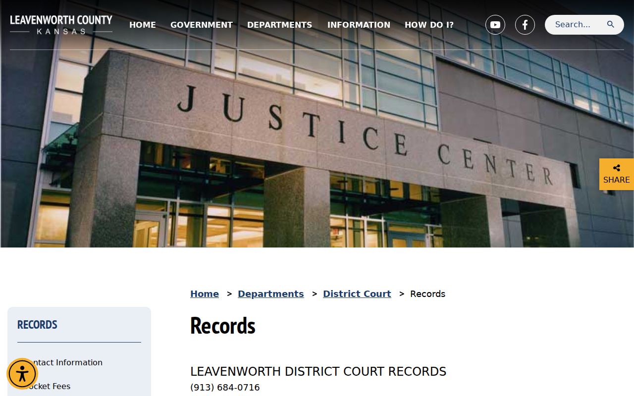 Leavenworth District Court records request page